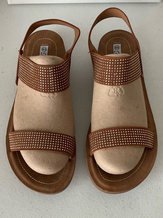 Forever Link Shoes - Forever Link Brown Studded Slingback Sandals